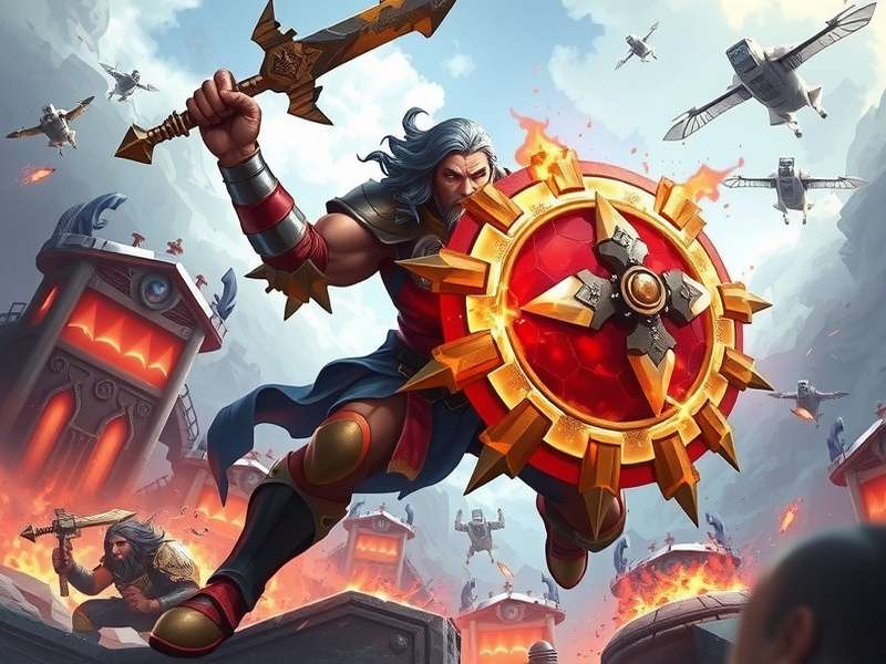 Titan Smasher game hero image showing epic battle scene